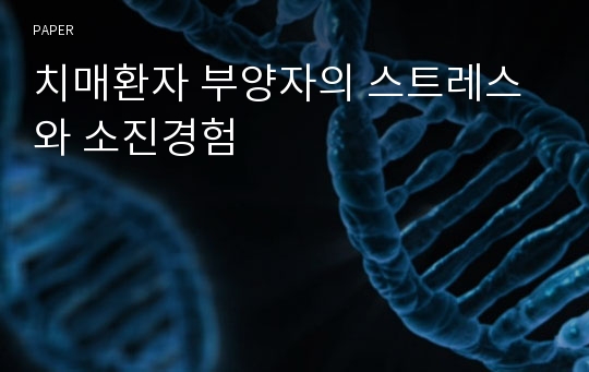 치매환자 부양자의 스트레스와 소진경험