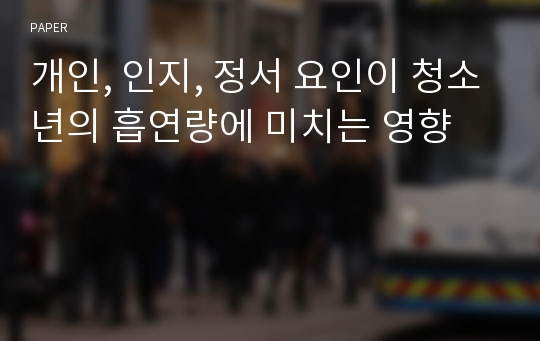 개인, 인지, 정서 요인이 청소년의 흡연량에 미치는 영향