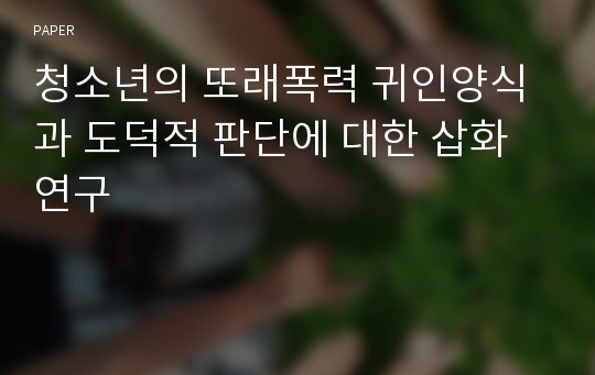 청소년의 또래폭력 귀인양식과 도덕적 판단에 대한 삽화연구