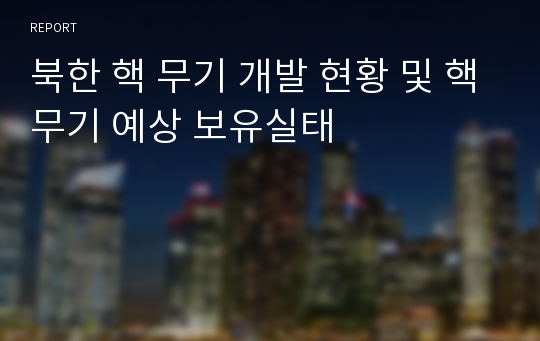 북한 핵 무기 개발 현황 및 핵무기 예상 보유실태