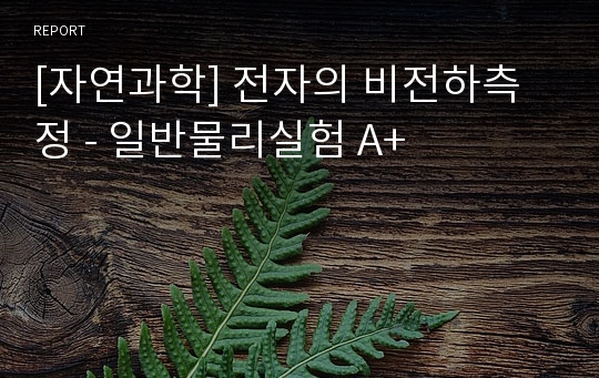 [자연과학] 전자의 비전하측정 - 일반물리실험 A+