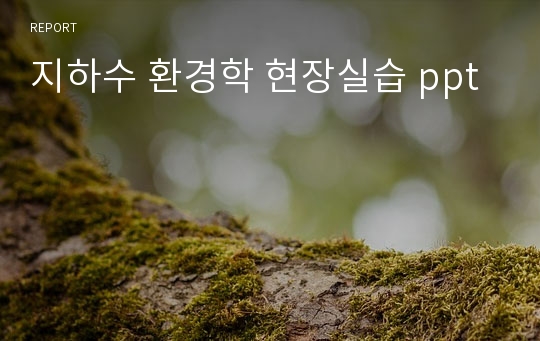 지하수 환경학 현장실습 ppt