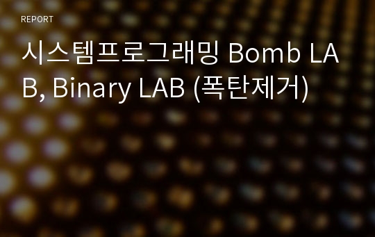 시스템프로그래밍 Bomb LAB, Binary LAB (폭탄제거)