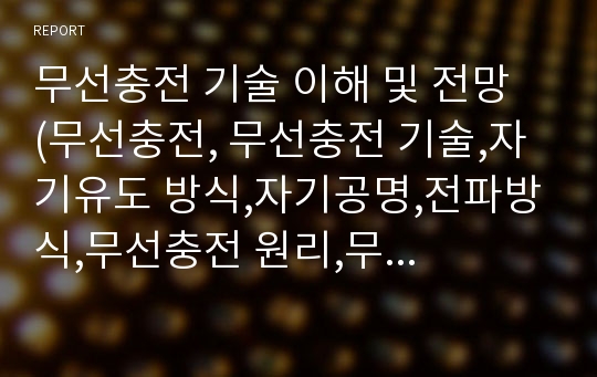 무선충전 기술 이해 및 전망  (무선충전, 무선충전 기술,자기유도 방식,자기공명,전파방식,무선충전 원리,무선충전 활용)