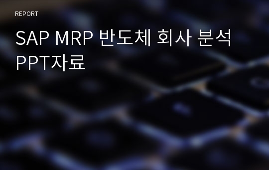 SAP MRP 반도체 회사 분석 PPT자료