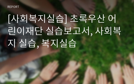 [사회복지실습] 초록우산 어린이재단 실습보고서, 사회복지 실습, 복지실습