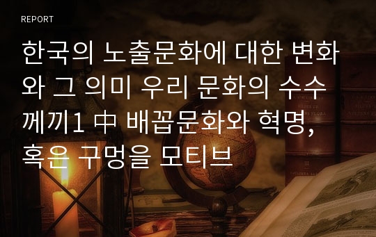 한국의 노출문화에 대한 변화와 그 의미 우리 문화의 수수께끼1 中 배꼽문화와 혁명, 혹은 구멍을 모티브