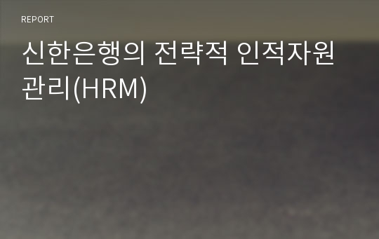 신한은행의 전략적 인적자원 관리(HRM)