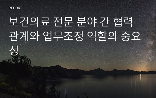 보건의료 전문 분야 간 협력관계와 업무조정 역할의 중요성