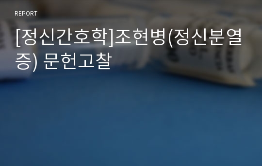 [정신간호학]조현병(정신분열증) 문헌고찰