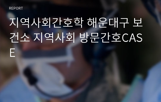 지역사회간호학 해운대구 보건소 지역사회 방문간호CASE