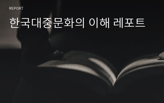 한국대중문화의 이해 레포트