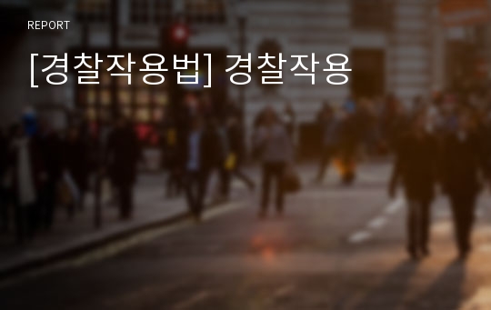 [경찰작용법] 경찰작용