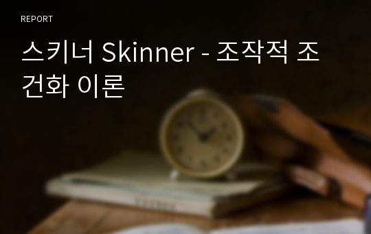 스키너 Skinner - 조작적 조건화 이론