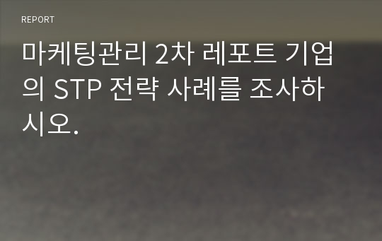 마케팅관리 2차 레포트 기업의 STP 전략 사례를 조사하시오.