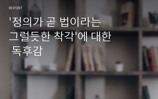 &#039;정의가 곧 법이라는 그럴듯한 착각&#039;에 대한 독후감