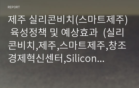 제주 실리콘비치(스마트제주) 육성정책 및 예상효과  (실리콘비치,제주,스마트제주,창조경제혁신센터,Silicon Beach)