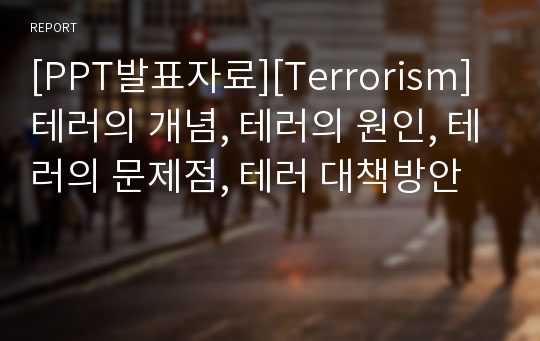 [PPT발표자료][Terrorism] 테러의 개념, 테러의 원인, 테러의 문제점, 테러 대책방안