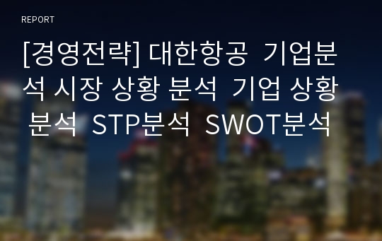 [경영전략] 대한항공  기업분석 시장 상황 분석  기업 상황 분석  STP분석  SWOT분석