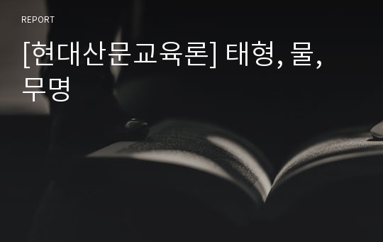 [현대산문교육론] 태형, 물, 무명