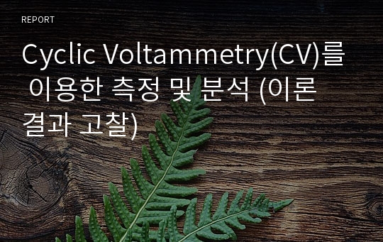 Cyclic Voltammetry(CV)를 이용한 측정 및 분석 (이론 결과 고찰)