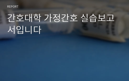 간호대학 가정간호 실습보고서입니다