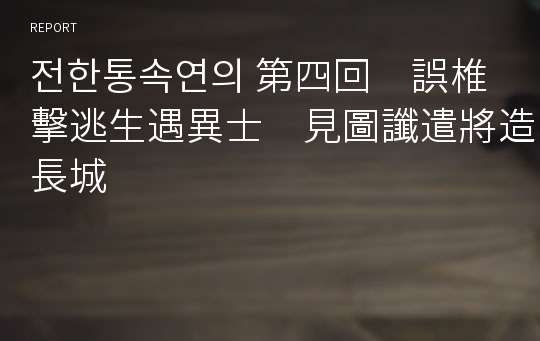 전한통속연의 第四回　誤椎擊逃生遇異士　見圖讖遣將造長城