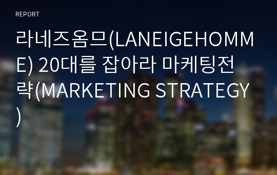 라네즈옴므(LANEIGEHOMME) 20대를 잡아라 마케팅전략(MARKETING STRATEGY)