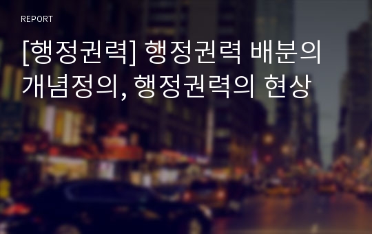 [행정권력] 행정권력 배분의 개념정의, 행정권력의 현상