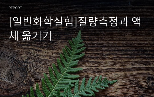 [일반화학실험]질량측정과 액체 옮기기