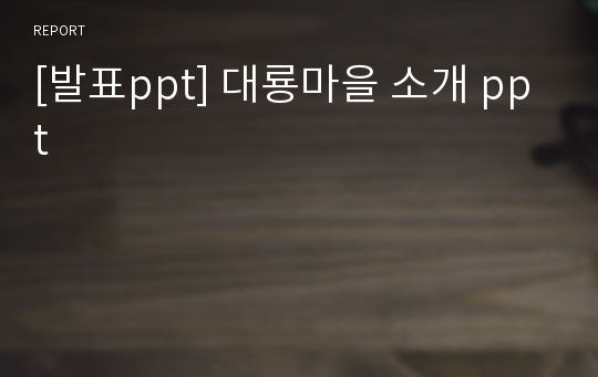 [발표ppt] 대룡마을 소개 ppt