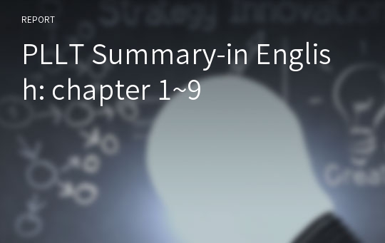 PLLT Summary-in English: chapter 1~9