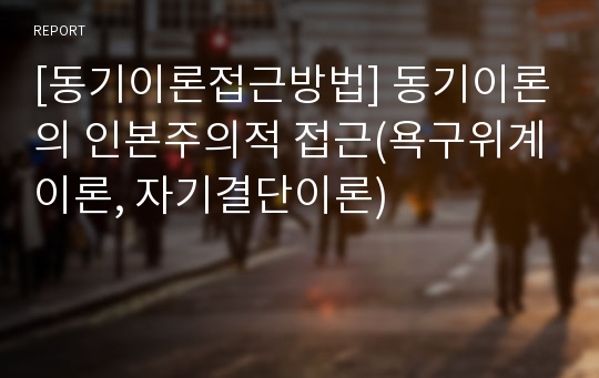 [동기이론접근방법] 동기이론의 인본주의적 접근(욕구위계이론, 자기결단이론)