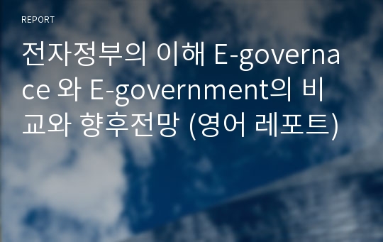 전자정부의 이해 E-governace 와 E-government의 비교와 향후전망 (영어 레포트)