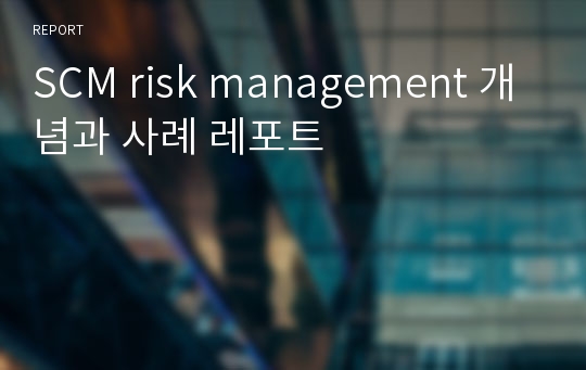 SCM risk management 개념과 사례 레포트