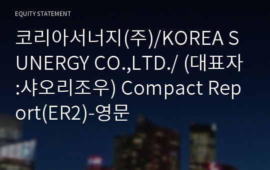 코리아서너지(주) Compact Report(ER2)-영문