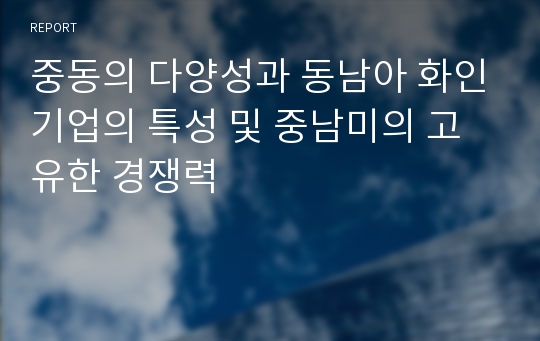 중동의 다양성과 동남아 화인기업의 특성 및 중남미의 고유한 경쟁력