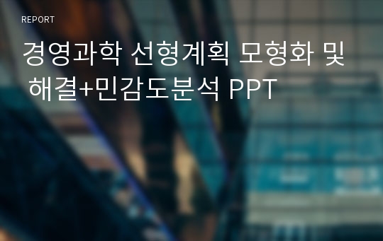 경영과학 선형계획 모형화 및 해결+민감도분석 PPT