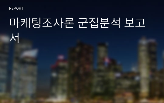 마케팅조사론 군집분석 보고서