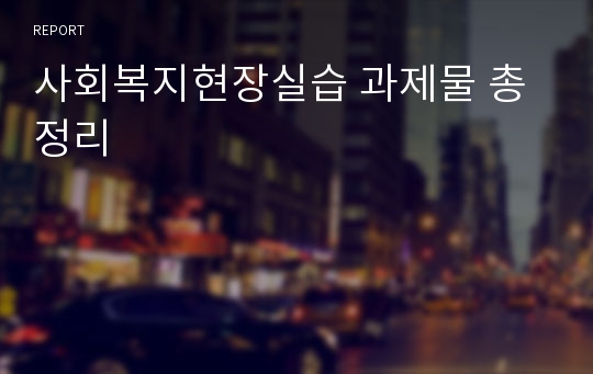 사회복지현장실습 과제물 총정리