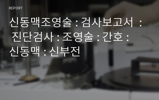 신동맥조영술 : 검사보고서  : 진단검사 : 조영술 : 간호 : 신동맥 : 신부전