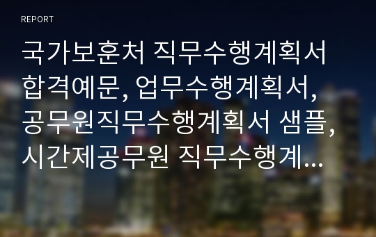 국가보훈처 직무수행계획서 합격예문, 업무수행계획서, 공무원직무수행계획서 샘플,시간제공무원 직무수행계획서, 공공기관 직무수행계획서 예시