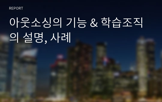 아웃소싱의 기능 &amp; 학습조직의 설명, 사례