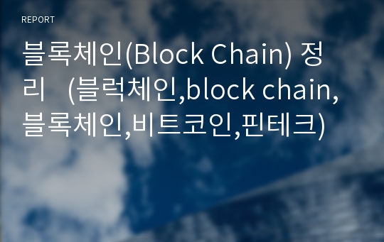 블록체인(Block Chain) 정리   (블럭체인,block chain,블록체인,비트코인,핀테크)