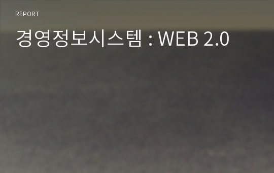 경영정보시스템 : WEB 2.0