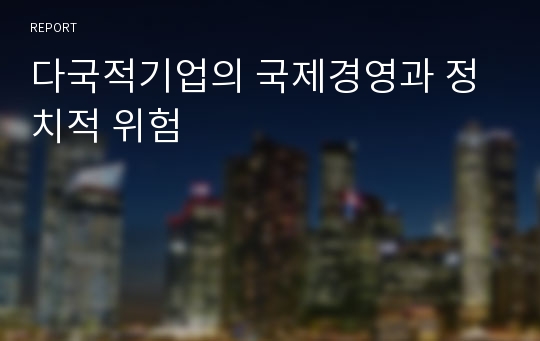 다국적기업의 국제경영과 정치적 위험