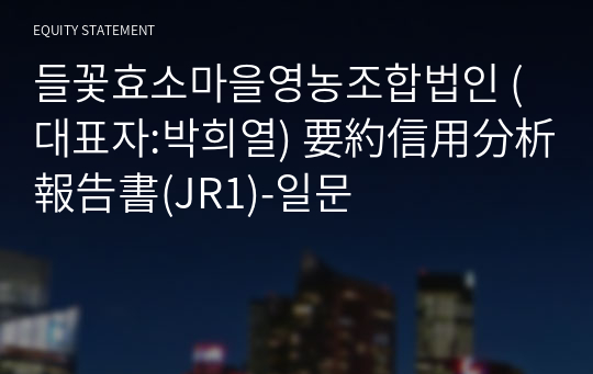 들꽃효소마을영농조합법인 要約信用分析報告書(JR1)-일문