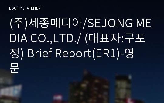 (주)세종메디아 Brief Report(ER1)-영문