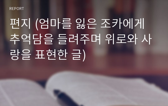 편지 (엄마를 잃은 조카에게 추억담을 들려주며 위로와 사랑을 표현한 글)