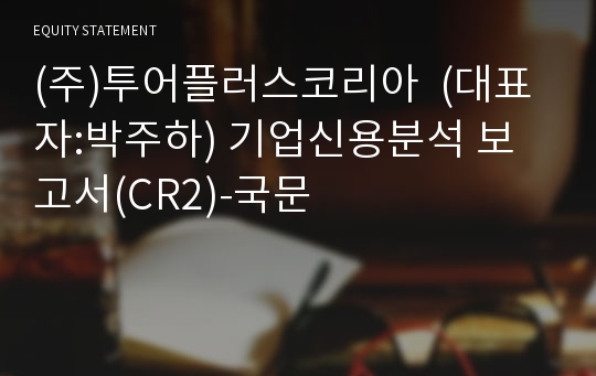 (주)투어플러스코리아 기업신용분석 보고서(CR2)-국문